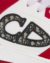B57 Smooth Calfskin with Dior Oblique Jacquard Red / White Mid Top Sneakers