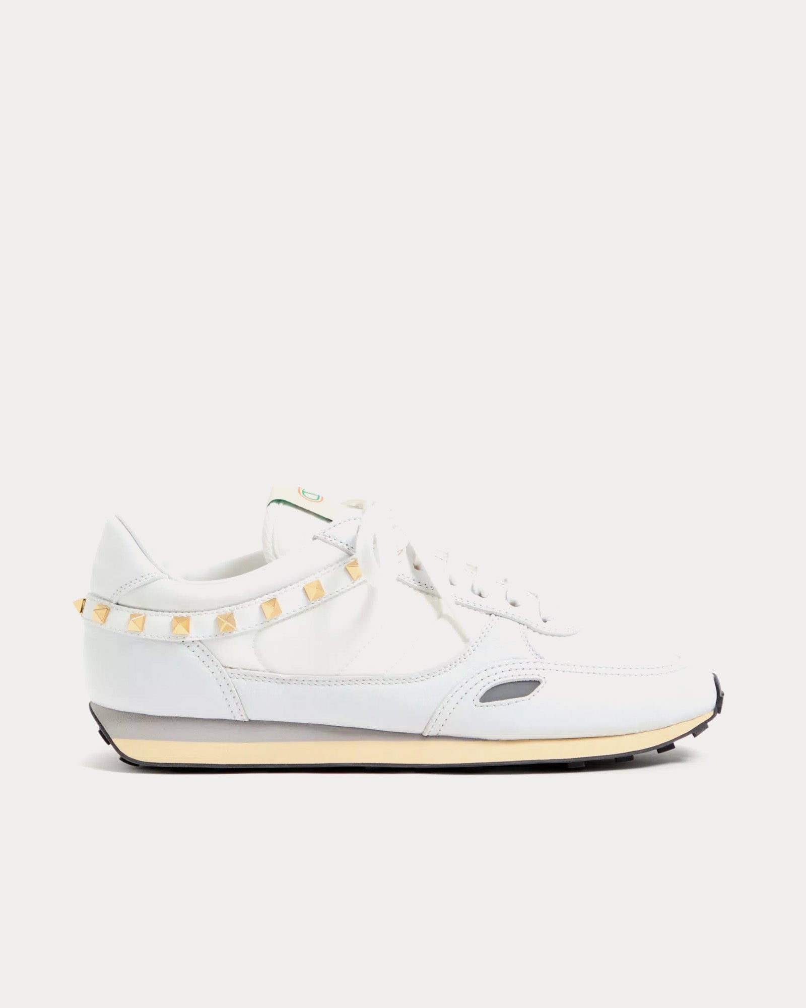 Stud Up Leather & Nylon White Low Top Sneakers