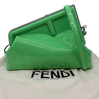 FENDI First Patent Leather Clutch Crossbody Bag Green View 3