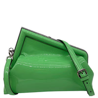 FENDI First Patent Leather Clutch Crossbody Bag Green View 4