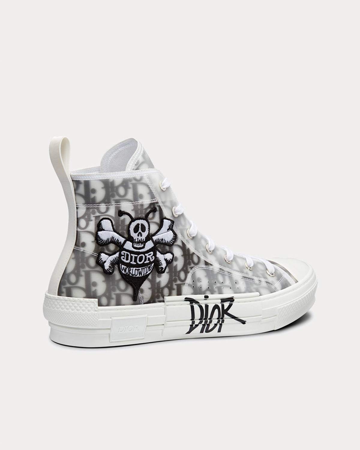 B23 Oblique Canvas Bee Embroidery Patch Black & White High Top Sneakers