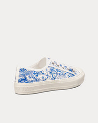 Walk'n'Dior Bright Blue Toile de Jouy Embroidered Cotton Low Top Sneakers