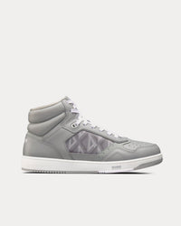 B27 Dior Gray Smooth Calfskin and CD Diamond Canvas High Top Sneakers