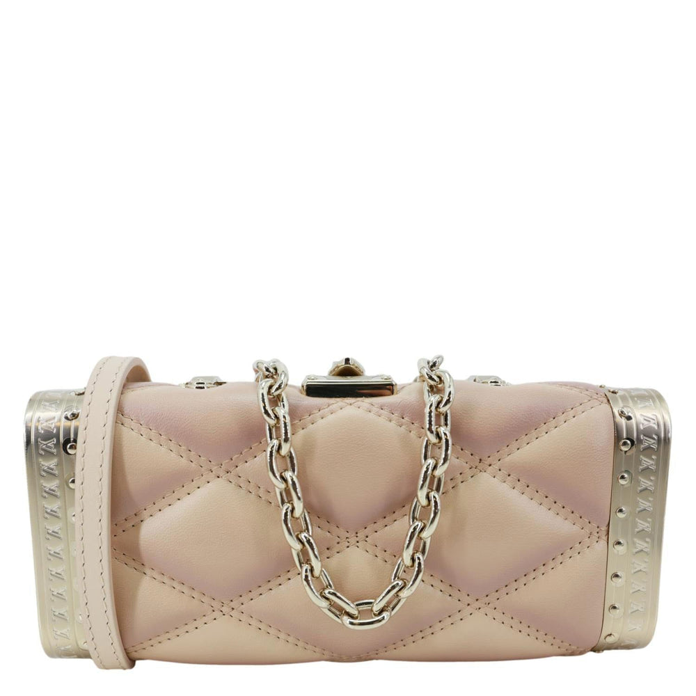 GO-14 Malletage Minaudiere Quilted Lambskin Leather Crossbody Bag Gold