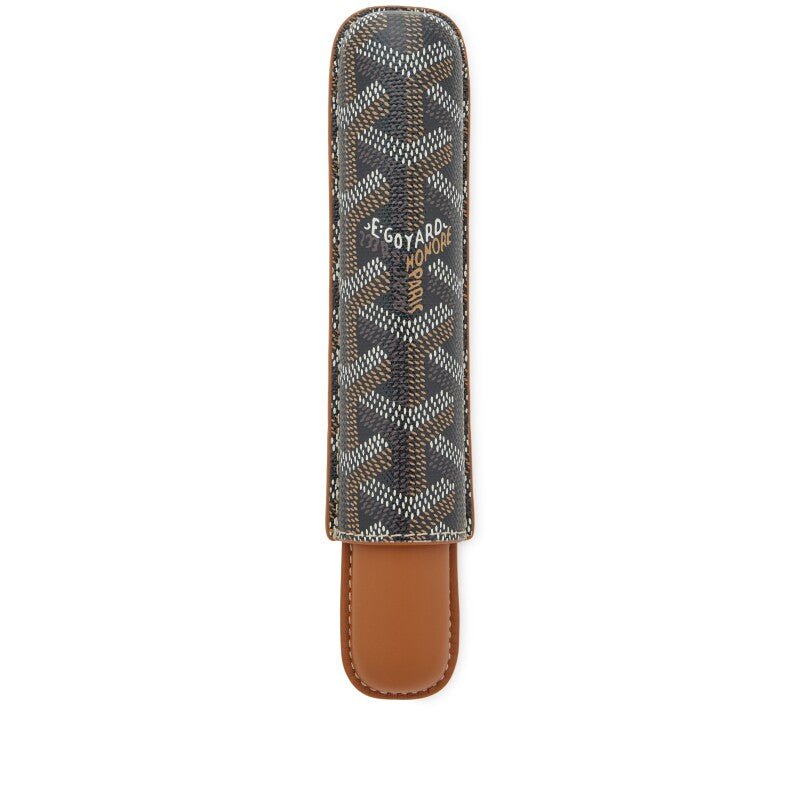 Goyard Black and Brown Goyardine Canvas & Clamecy Cowhide Churchill Single Cigar Case
