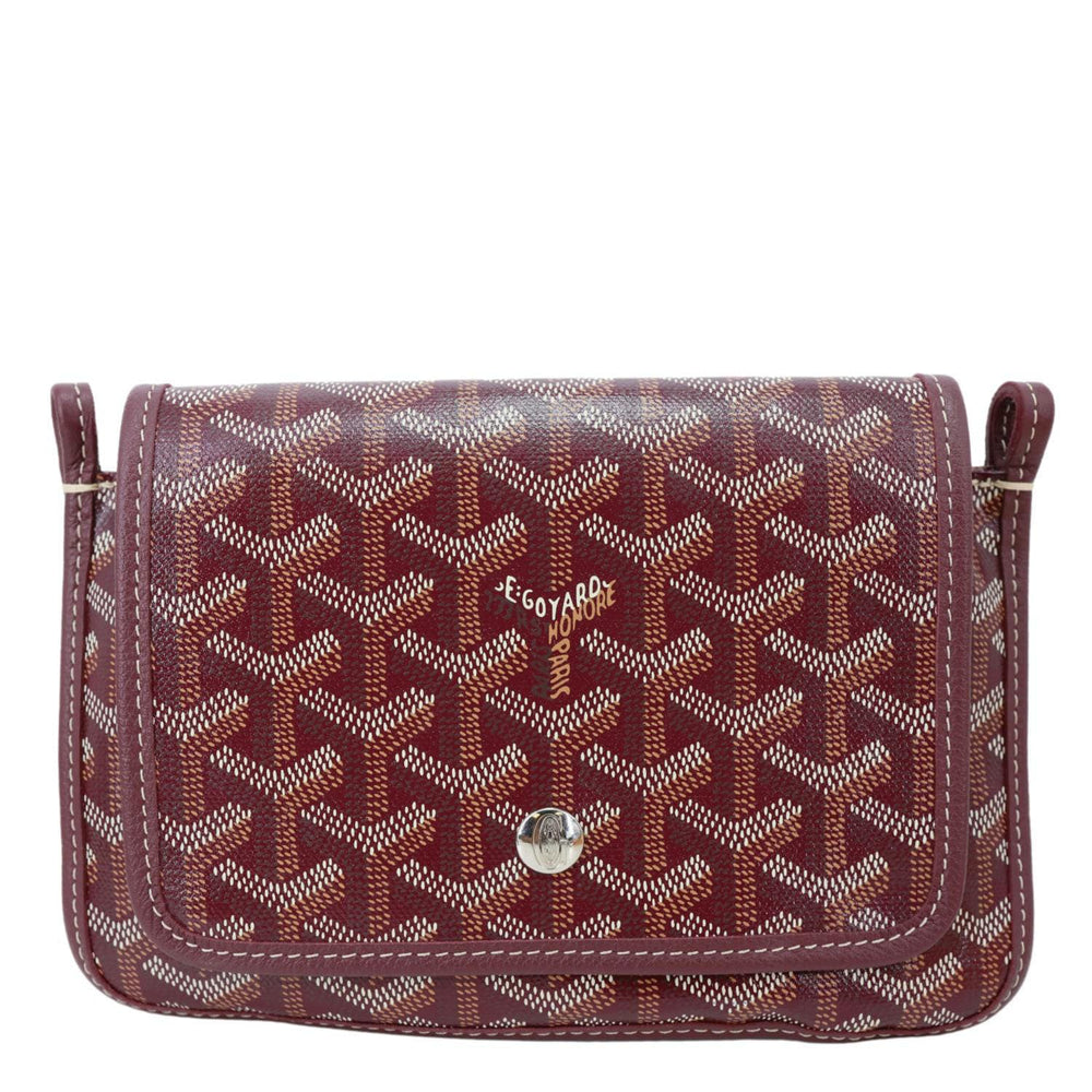 GOYARD Plumet Chevron Print Canvas Clutch Shoulder Bag Burgundy