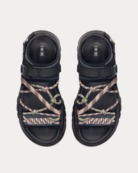 H-Town Black and Gray Technical Fabric with Brown Nubuck Calfskin Sandals View 2
