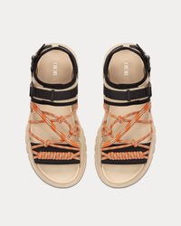 H-Town Black Technical Fabric and Natural Nubuck Calfskin Sandals View 2