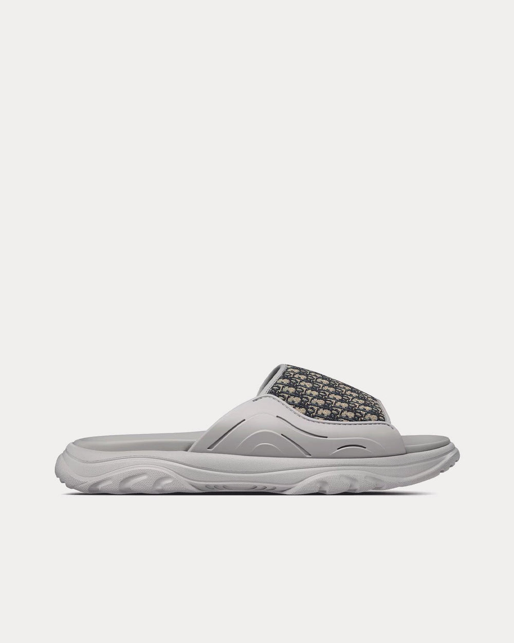 H-Town Gray Rubber with Beige and Black Dior Oblique Jacquard Slides
