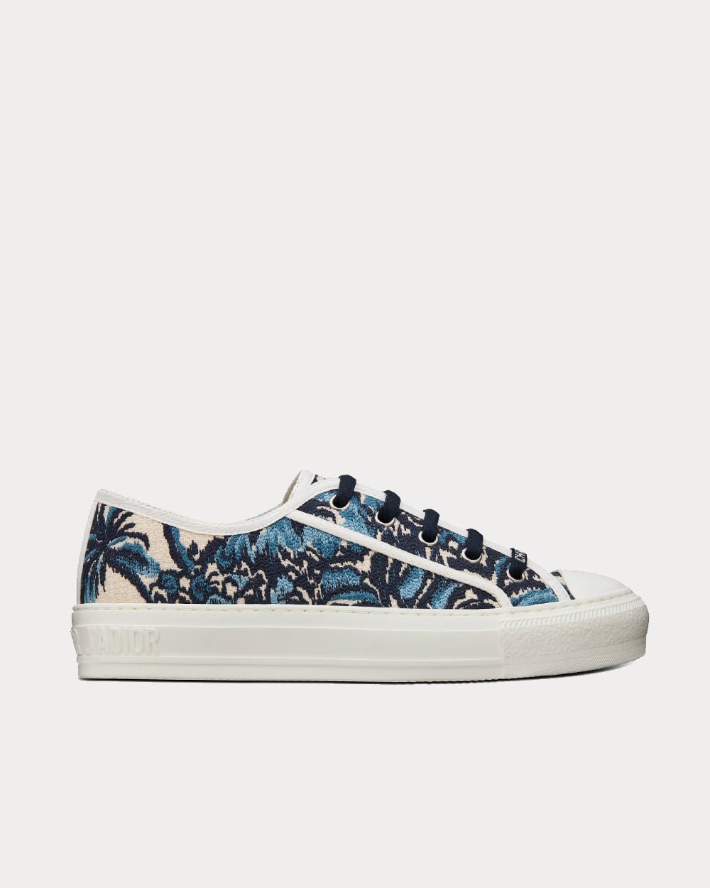 Indigo Blue Dior Palms Embroidered Cotton Low Top Sneakers