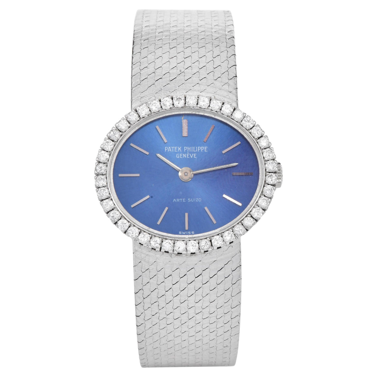 Patek Philippe Ellipse Diamond Blue Dial 18K Gold Watch