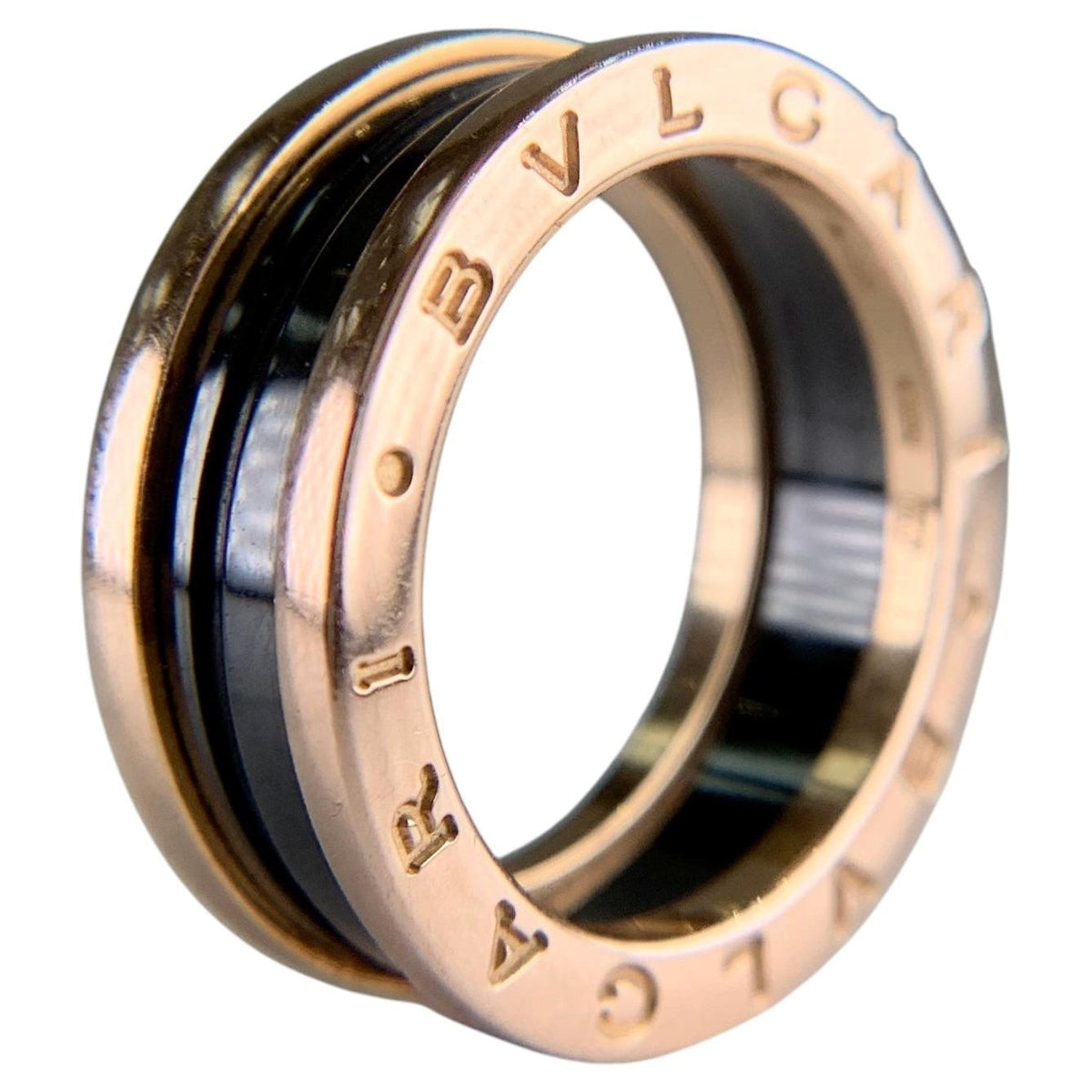 BVLGARI Bulgari B.zero1 Two-Band Ring 18k Rose Gold and Ceramic