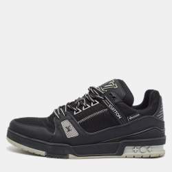 Louis Vuitton LV Trainer Size 42.5 Black Fabric and Leather Lace Up Sneakers