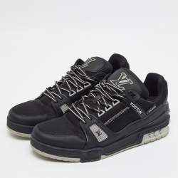Louis Vuitton LV Trainer Size 42.5 Black Fabric and Leather Lace Up Sneakers