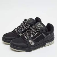 Louis Vuitton LV Trainer Size 42.5 Black Fabric and Leather Lace Up Sneakers