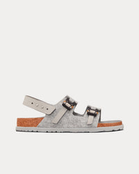 Milano Dior Gray Felted Wool and Nubuck Calfskin Sandals View 1