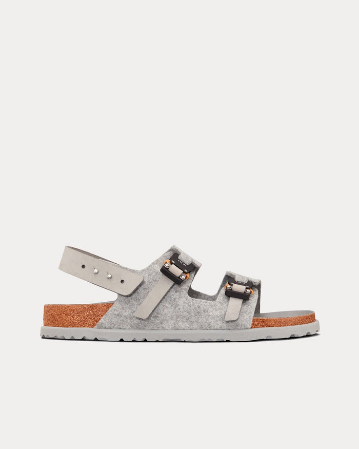 Milano Dior Gray Felted Wool and Nubuck Calfskin Sandals - Crown & Consign