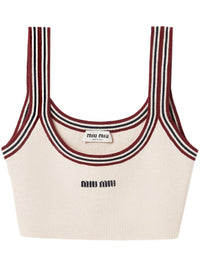 Miu Miu stripe-trim cashmere cropped top View 1
