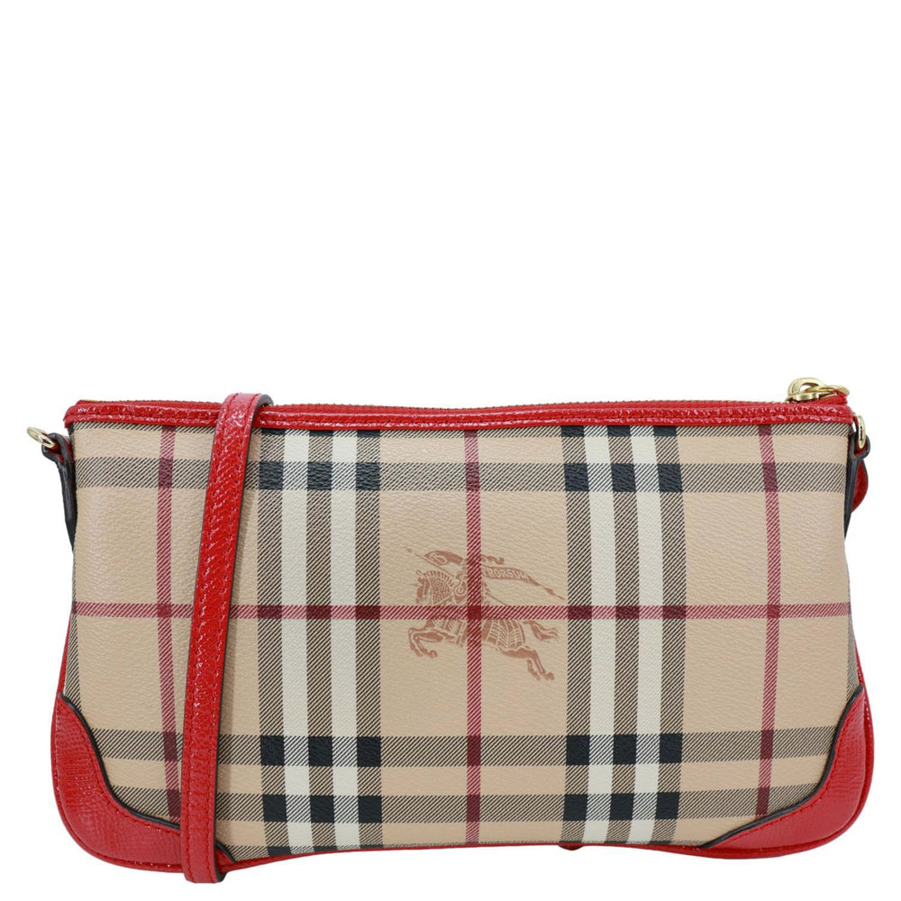 Peyton Small Haymarket Check Canvas Crossbody Clutch Military Red