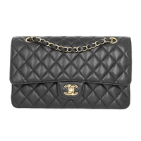 Quilted Caviar Classic Double Flap Medium Black View 1