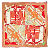 Red and Orange Cashmere and Silk Mors à Jouets Chemise Detail Shawl 140 View 2