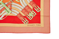 Red and Orange Cashmere and Silk Mors à Jouets Chemise Detail Shawl 140 View 3