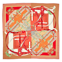 Red and Orange Cashmere and Silk Mors à Jouets Chemise Detail Shawl 140 View 1