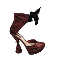 FW2009 Runway Lace Ballerina Pearl Platform Heels - Maroon Size 39