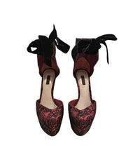 FW2009 Runway Lace Ballerina Pearl Platform Heels - Maroon Size 39