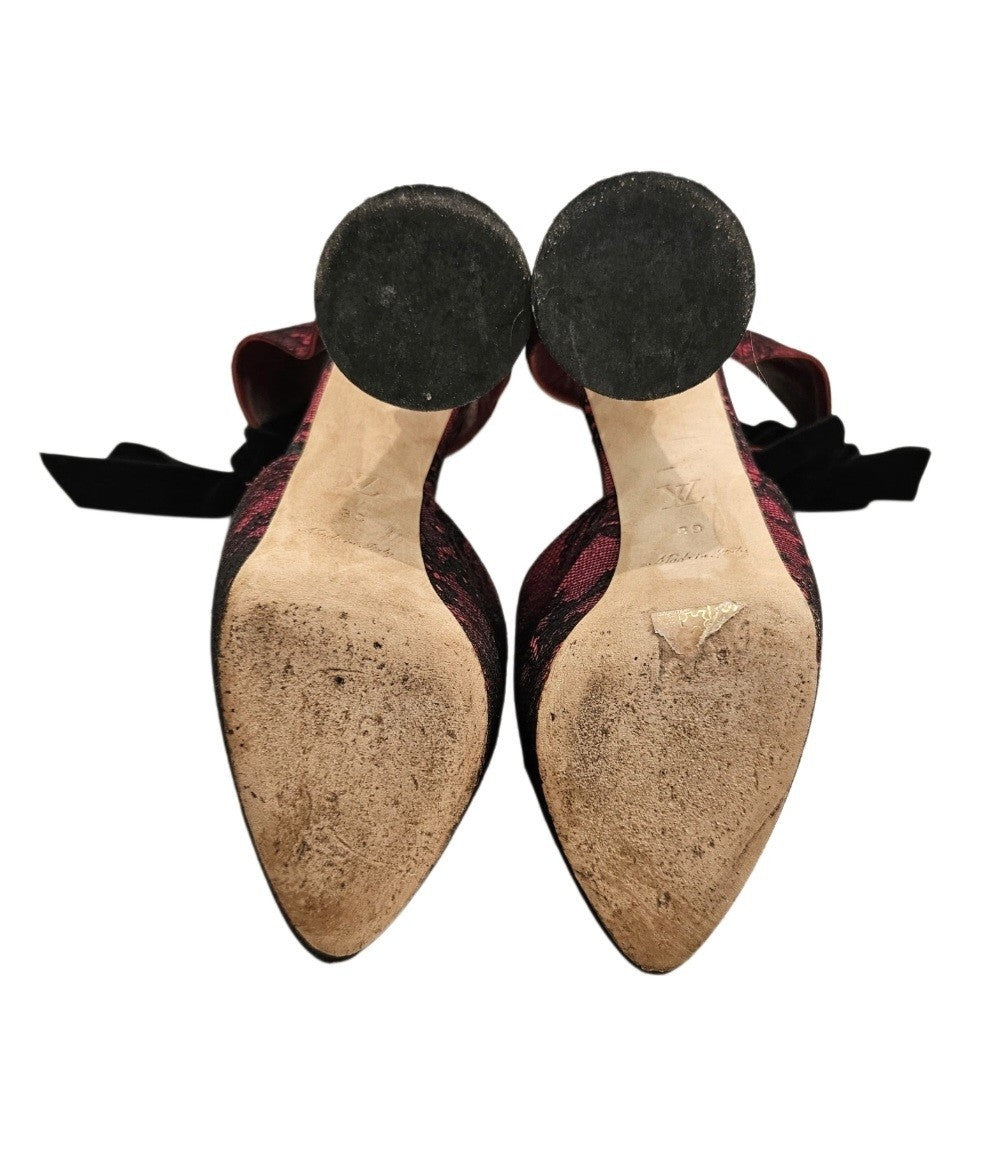 FW2009 Runway Lace Ballerina Pearl Platform Heels - Maroon Size 39