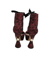 FW2009 Runway Lace Ballerina Pearl Platform Heels - Maroon Size 39