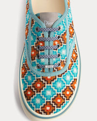 Saltwind Geometric Pattern Light Blue / Orange Low Top Sneakers View 4
