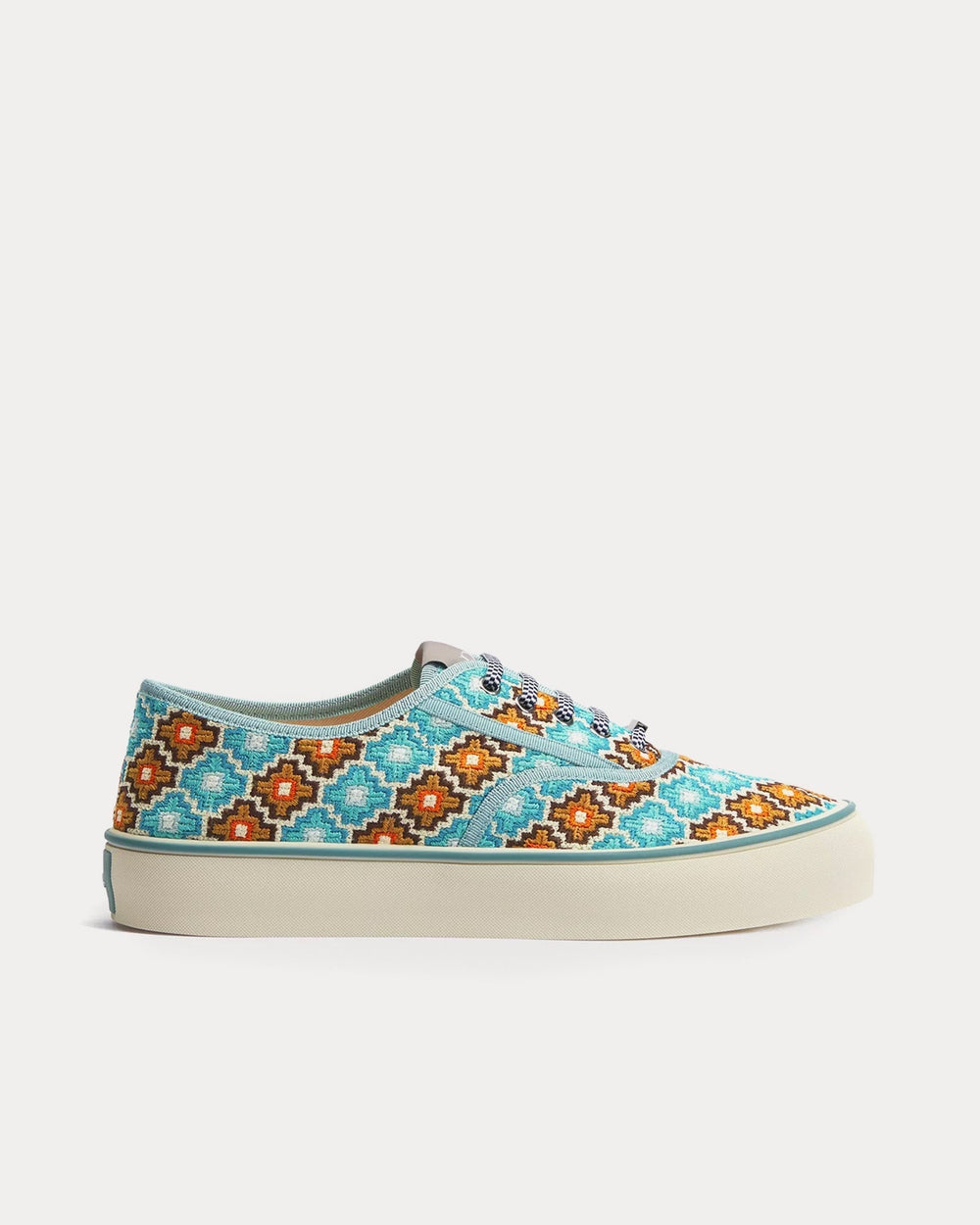 Saltwind Geometric Pattern Light Blue / Orange Low Top Sneakers