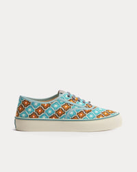 Saltwind Geometric Pattern Light Blue / Orange Low Top Sneakers View 1
