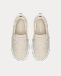 Solar White Quilted Cannage Calfskin Slip On Sneakers View 2