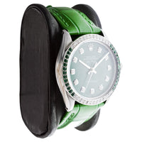 Steel Air-King with Custom Diamond Dial and Diamond and Emerald Bezel View 2