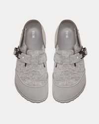 Tokio Dior Gray Felted Wool and Nubuck Calfskin Mules View 2