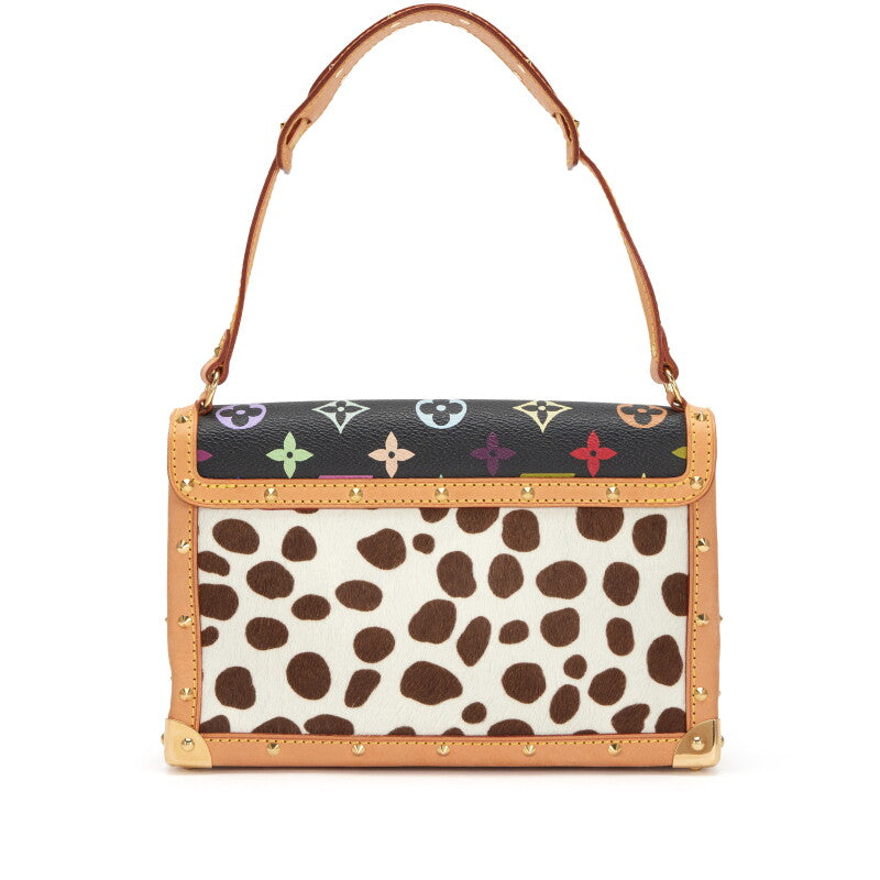 Louis Vuitton Takashi Murakami Black Monogram Rainbow Coated Canvas and Dalmatian Ponyhair Sac Rabat Pochette Gold Hardware, 2003