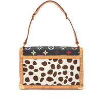 Louis Vuitton Takashi Murakami Black Monogram Rainbow Coated Canvas and Dalmatian Ponyhair Sac Rabat Pochette Gold Hardware, 2003
