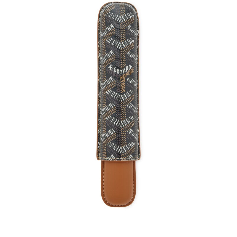 Goyard Black and Brown Goyardine Canvas & Clamecy Cowhide Churchill Single Cigar Case