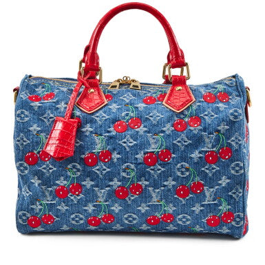 Louis Vuitton Takashi Murakami Cherry Monogram Denim and Red Crocodile Speedy 30 Gold Hardware, 2025