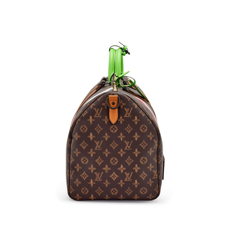 Louis Vuitton Virgil Abloh Multicolor Monogram L'Oeil Coated Canvas Keepall 55 Bandoulière Gold Hardware, 2022