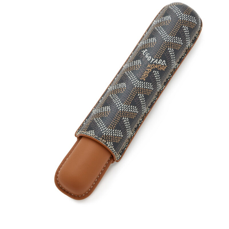 Goyard Black and Brown Goyardine Canvas & Clamecy Cowhide Churchill Single Cigar Case