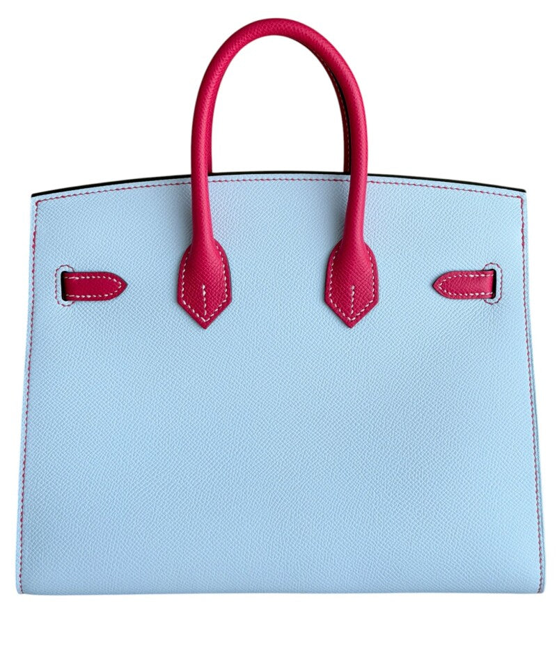 Hermès Bleu Brume and Rose Extreme Epsom HSS Sellier Birkin 25 Brushed Gold Hardware, 2022