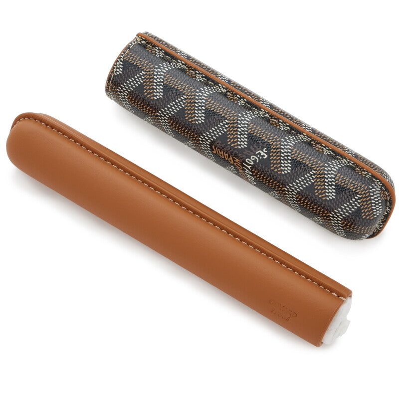 Goyard Black and Brown Goyardine Canvas & Clamecy Cowhide Churchill Single Cigar Case
