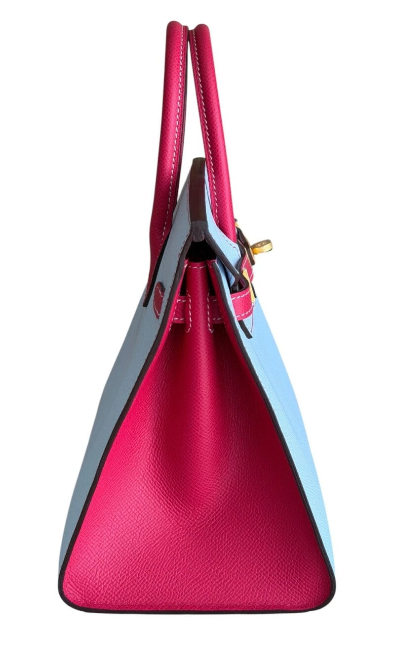 Hermès Bleu Brume and Rose Extreme Epsom HSS Sellier Birkin 25 Brushed Gold Hardware, 2022