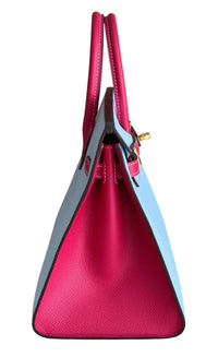 Hermès Bleu Brume and Rose Extreme Epsom HSS Sellier Birkin 25 Brushed Gold Hardware, 2022