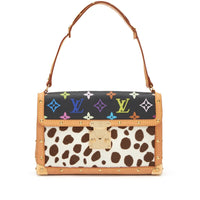 Louis Vuitton Takashi Murakami Black Monogram Rainbow Coated Canvas and Dalmatian Ponyhair Sac Rabat Pochette Gold Hardware, 2003