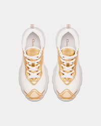 Vibe White Mesh and Gold-Tone Leather Low Top Sneakers View 2
