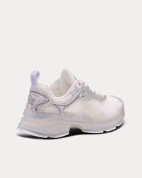 Vibe White Mesh and Silver-Tone Leather Low Top Sneakers View 4